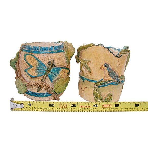 Mini Resin Bamboo Butterfly Bird Design Planters Trinket Dish Succulents Sz 3x3 - Picture 6 of 11